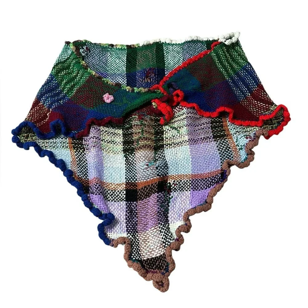 Handmade Boho Granny Core Woven Crochet Patchwork Shawl Wrap